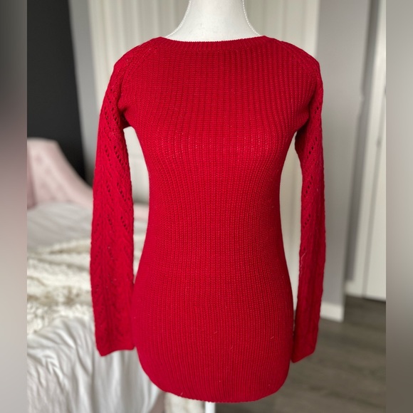 Red Knit Sweater (Dress/Tunic length) - Picture 1 of 7